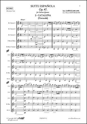 Suite Española Op. 47 - No. 2. CATALUÑA - I. ALBENIZ - <font color=#666666>Quintette de Clarinettes</font>