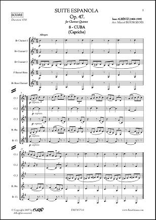 Suite Española Op. 47 - No. 8. CUBA - I. ALBENIZ - <font color=#666666>Clarinet Quintet</font>