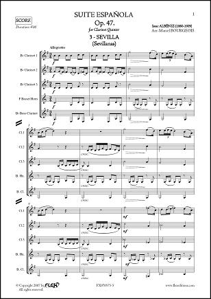 Suite Española Op. 47 - No. 3. SEVILLA - I. ALBENIZ - <font color=#666666>Quintette de Clarinettes</font>