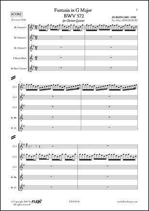 Fantaisie en Sol Majeur - BWV 572 - J.S. BACH - <font color=#666666>Quintette de Clarinettes</font>