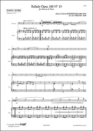 Ballade Opus 100 No. 15 - J.F. BURGMÜLLER - <font color=#666666>Basson & Piano</font>