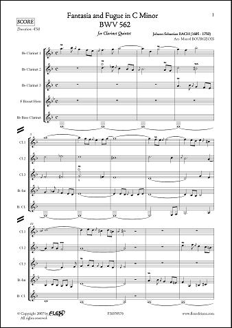 Fantaisie et Fugue en Do Mineur - BWV 562 - J.S. BACH - <font color=#666666>Quintette de Clarinettes</font>