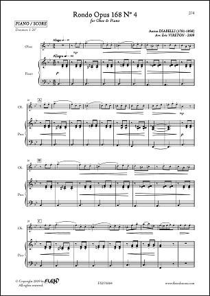 Rondo Opus 168 No. 4 - A. DIABELLI - <font color=#666666>Hautbois & Piano</font>
