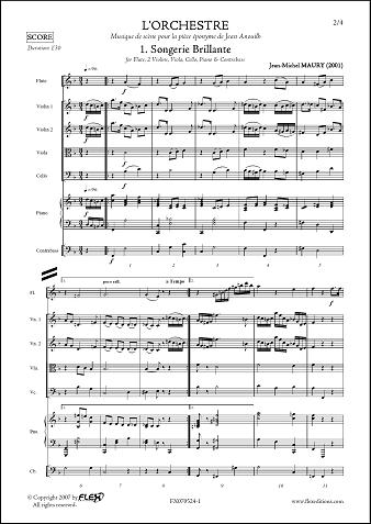L'Orchestre - 1 - Songerie Brillante - J.-M. MAURY - <font color=#666666>Flute, Piano and String Quintet</font>