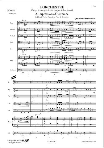 L'Orchestre - 2 - Impressions d'Automne - J.-M. MAURY - <font color=#666666>Flûte, Piano et Quintette à Cordes</font>