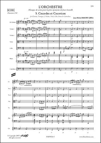 L'Orchestre - 3 - Cocardes et Cocoricos - J.-M. MAURY - <font color=#666666>Clarinette, Trompette, Piano et Quintette à Cordes</font>
