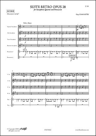 Suite Rétro Opus 28 - G. CHAVATTE - <font color=#666666>Quatuor de Saxophones et Percussions</font>