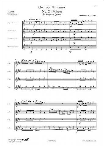 Quatuor Miniature - No. 2 : Mircéa - G. ARCENS - <font color=#666666>Quatuor de Saxophones</font>