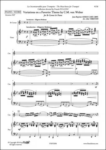 Variations sur un Thème Favori de C. M. Von Weber - J. B. ARBAN - <font color=#666666>Cornet et Piano</font>