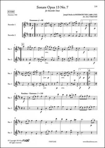 Sonata Opus 13 No. 7 - J. B. de BOISMORTIER - <font color=#666666>Duo de Flûtes à Bec</font>