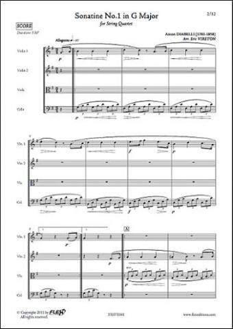 Sonatine No. 1 en Sol Majeur - A. DIABELLI - <font color=#666666>Quatuor à Cordes</font>