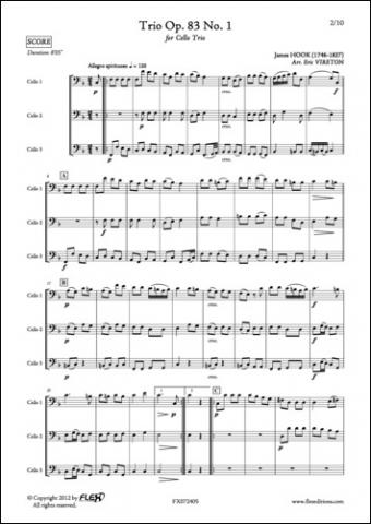 Trio Opus 83 No. 1 - J. HOOK - <font color=#666666>Trio de Violoncelles</font>