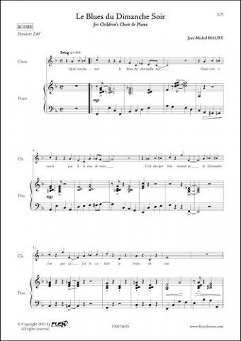 Le Blues du Dimanche Soir - J.-M. MAURY - <font color=#666666>Chorale d'Enfants et Piano</font>
