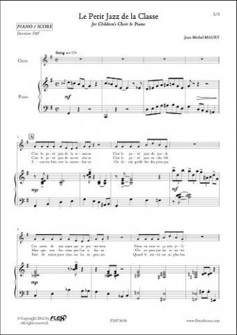 Le Petit Jazz de la Classe - J.-M. MAURY - <font color=#666666>Chorale d'Enfants et Piano</font>