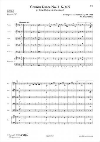 Danse Allemande No. 3 K. 605 - W. A. MOZART - <font color=#666666>Orchestre à Cordes et Piano (opt.)</font>