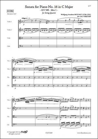 Sonate pour Piano No. 16 en Do Majeur KV 545 - 1er Mvt - W.A. MOZART - <font color=#666666>Quatuor à Cordes</font>