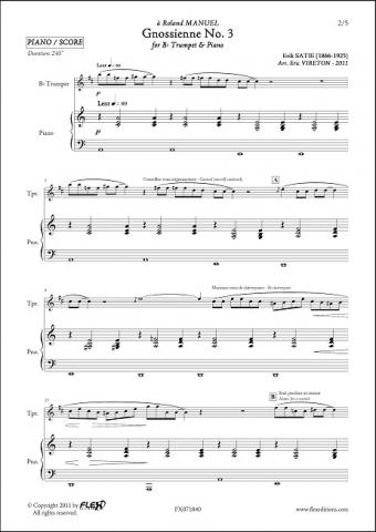 Gnossienne No. 3 - E. SATIE - <font color=#666666>Trompette & Piano</font>