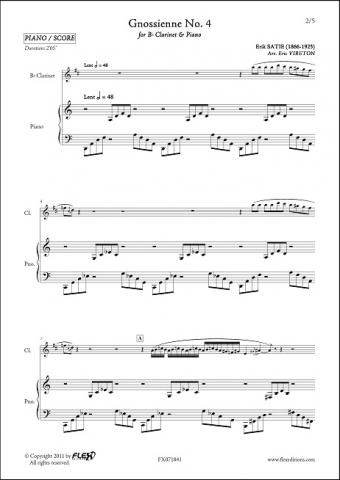 Gnossienne No. 4 - E. SATIE - <font color=#666666>Clarinette & Piano</font>