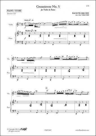 Gnossienne No. 5 - E. SATIE - <font color=#666666>Violon & Piano</font>