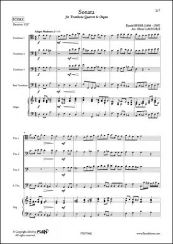 Sonata - D. SPEER - <font color=#666666>Quatuor de Trombones et Orgue</font>