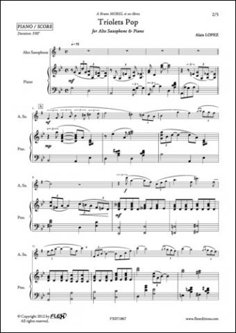 Triolets Pop - A. LOPEZ - <font color=#666666>Saxophone Alto et Piano</font>