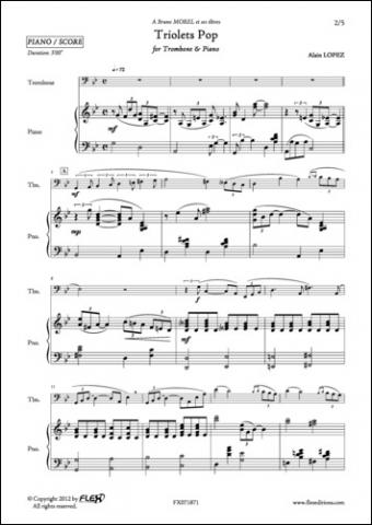 Triolets Pop - A. LOPEZ - <font color=#666666>Trombone et Piano</font>