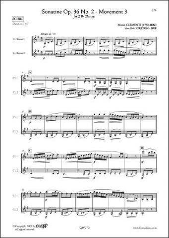 Sonatine Op. 36 No. 2 - 3ème Mouvement - M. CLEMENTI - <font color=#666666>Duo de Clarinettes</font>