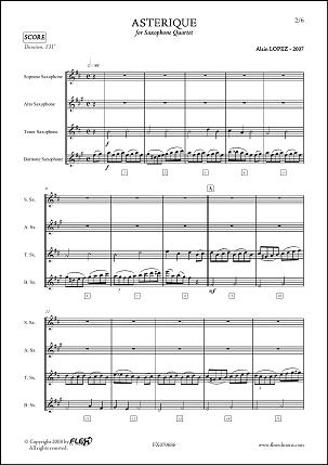 ASTERIQUE - A. LOPEZ - <font color=#666666>Saxophone Quartet</font>