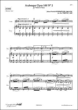Arabesque Opus 100 No. 2 - J.F. BURGMÜLLER - <font color=#666666>Violin & Piano</font>
