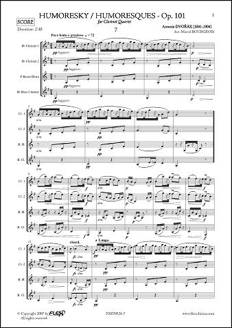 Humoresque No. 7 - A. DVORAK - <font color=#666666>Clarinet Quartet</font>