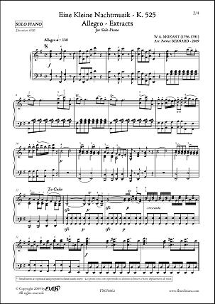 A Little Night Music - Allegro - Extracts - W.A. MOZART - <font color=#666666>Solo Piano</font>
