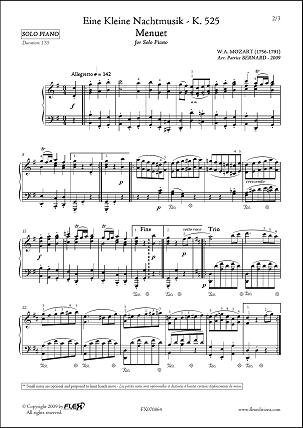 A Little Night Music - Menuet - W.A. MOZART - <font color=#666666>Solo Piano</font>
