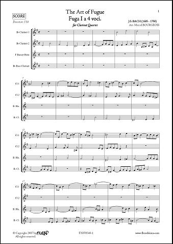 The Art of Fugue - Fuga I - J.S. BACH - <font color=#666666>Clarinet Quartet</font>