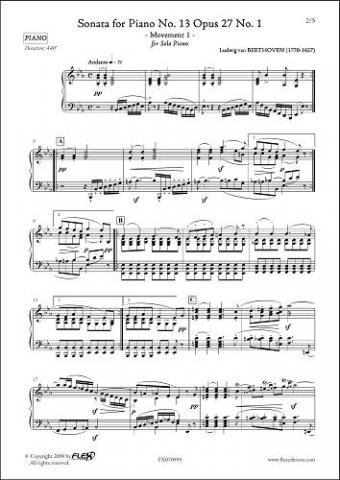 Sonata No.13 Opus 27 No. 1 - Movement 1- L.v. BEETHOVEN - <font color=#666666>Solo Piano</font>