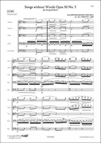 Songs without Words Opus 30 No. 5 - F. MENDELSSOHN - <font color=#666666>String Orchestra</font>