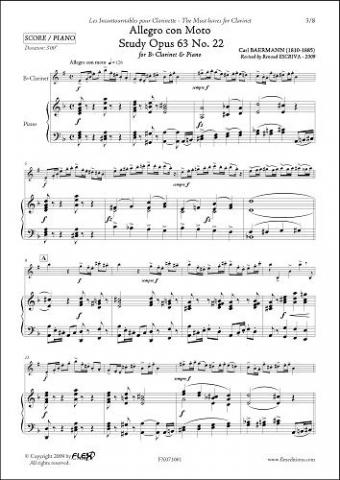 Allegro con Moto - Study Opus 63 No. 22 - C. BAERMANN - <font color=#666666>Clarinet</font>