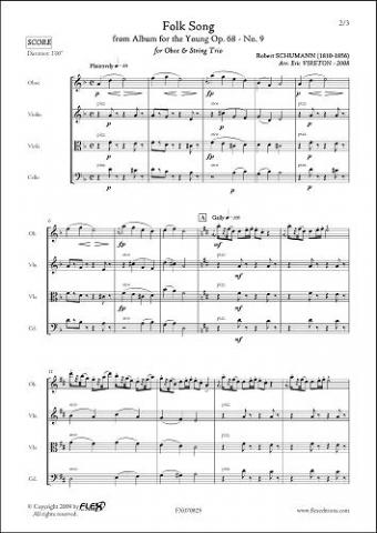 Folk Song - R. SCHUMANN - <font color=#666666>Oboe and String Trio</font>