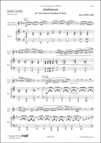 Ambiances - A. LOPEZ - <font color=#666666>Tenor Saxophone or Soprano & Piano</font>