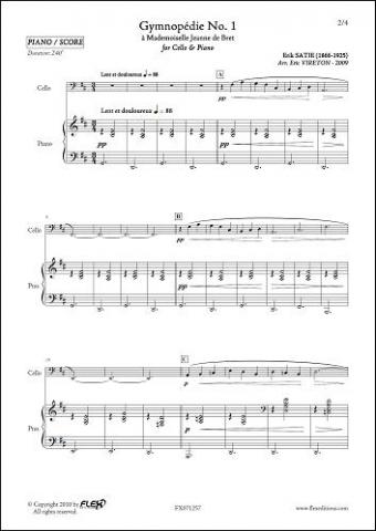 Gymnopédie No. 1 - E. SATIE - <font color=#666666>Cello & Piano</font>