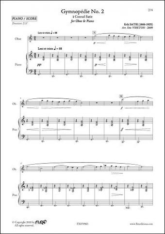 Gymnopédie No. 2 - E. SATIE - <font color=#666666>Oboe & Piano</font>