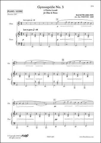 Gymnopédie No. 3 - E. SATIE - <font color=#666666>Oboe & Piano</font>