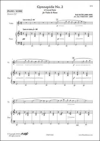 Gymnopédie No. 2 - E. SATIE - <font color=#666666>Violin & Piano</font>
