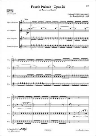 Fourth Prelude - Opus 28 - F. CHOPIN - <font color=#666666>Saxophone Quartet</font>