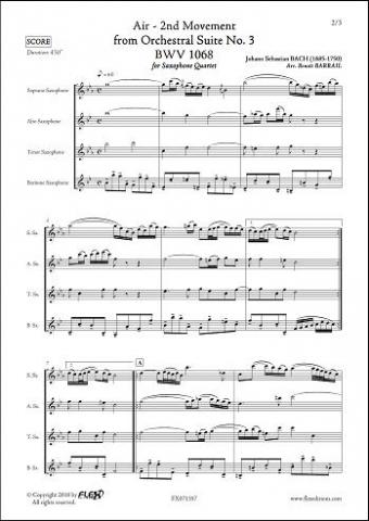Air - 2nd Movement from Orchestral Suite N°3 BWV 1068 - J.S. BACH - <font color=#666666>Saxophone Quartet</font>