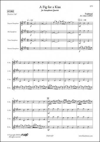 A Fig for a Kiss - Traditional - A. LOPEZ - <font color=#666666>Saxophone Quartet</font>
