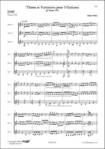 Theme and Variations - D. COLL -  <font color=#666666>Guitar Trio</font>