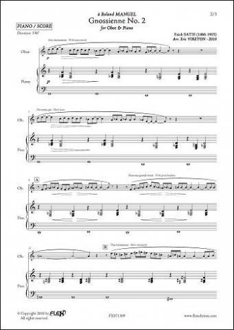 Gnossienne No. 2 - E. SATIE - <font color=#666666>Oboe & Piano</font>