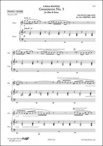 Gnossienne No. 3 - E. SATIE - <font color=#666666>Oboe & Piano</font>