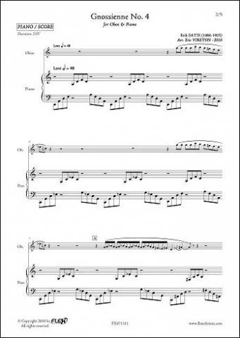 Gnossienne No. 4 - E. SATIE - <font color=#666666>Oboe & Piano</font>
