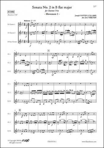 Sonata No. 2 in Bb Major - Mvt 1 - J. HAYDN - <font color=#666666>Clarinet Trio</font>